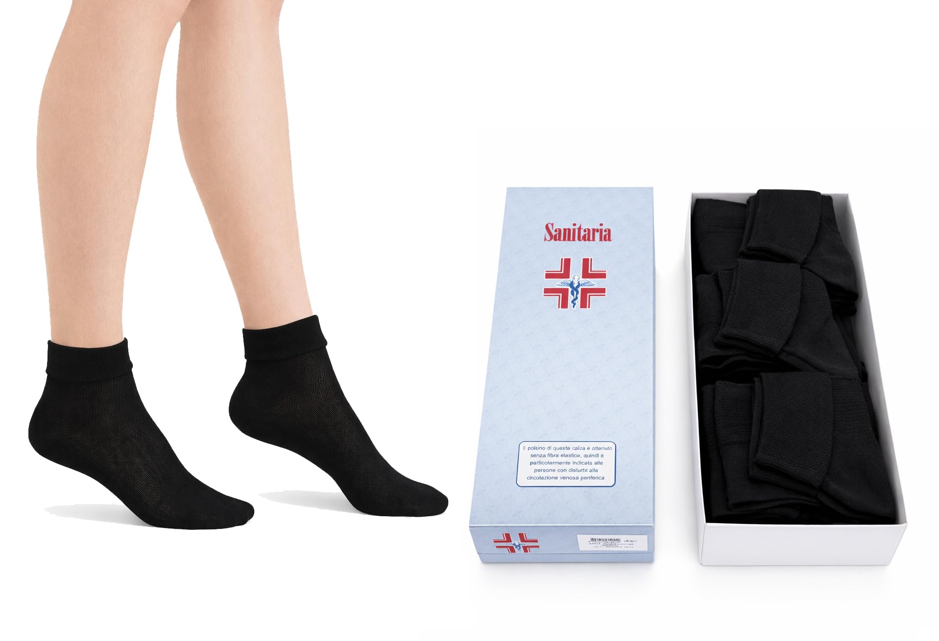 DAC calze sanitarie da donna in 100% cotone filo scozia - 3/6 paia - calzini Made In Italy per la circolazione
