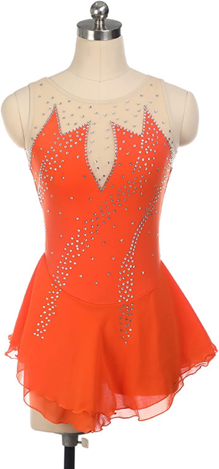 YAHAOFigure Skating Dress Women's Girls' Ice Skating Dress High Elasticity Training Leisure Sports Competition Skating Wear Breathable Handmade,E-M