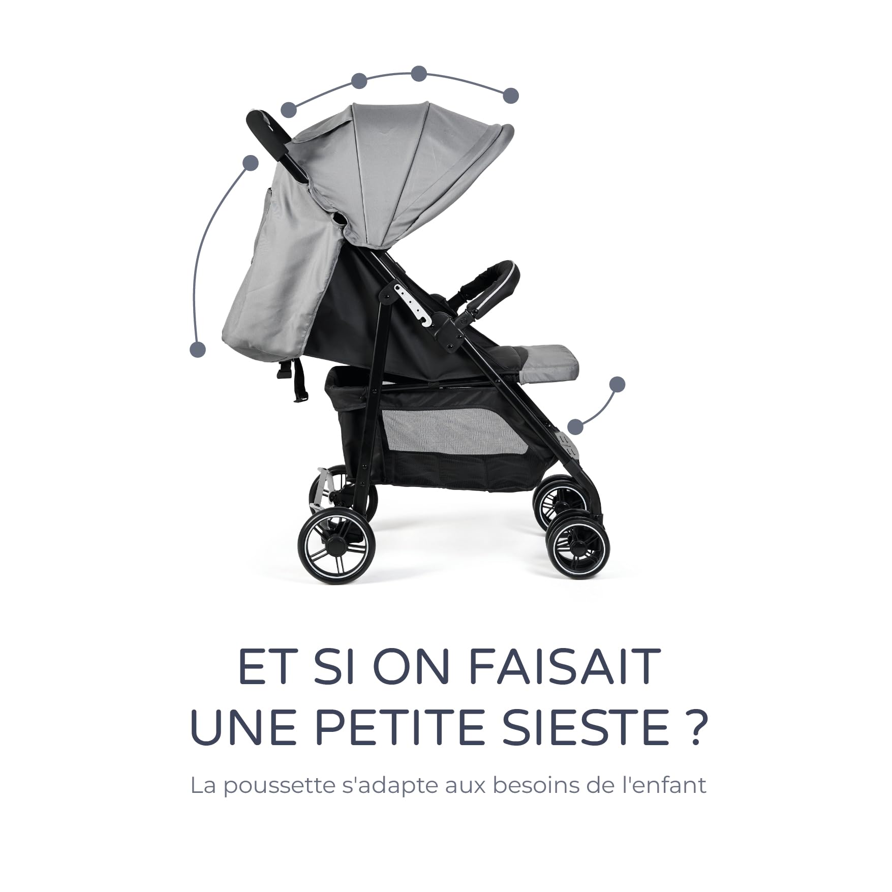 Ms BabyWorld – Poussette STREET – Poussette légère pour bébé | De la naissance jusqu'à 36 mois ou 22 kg | Avec amortisseurs | Capote XXL | Inclinaison maximale
