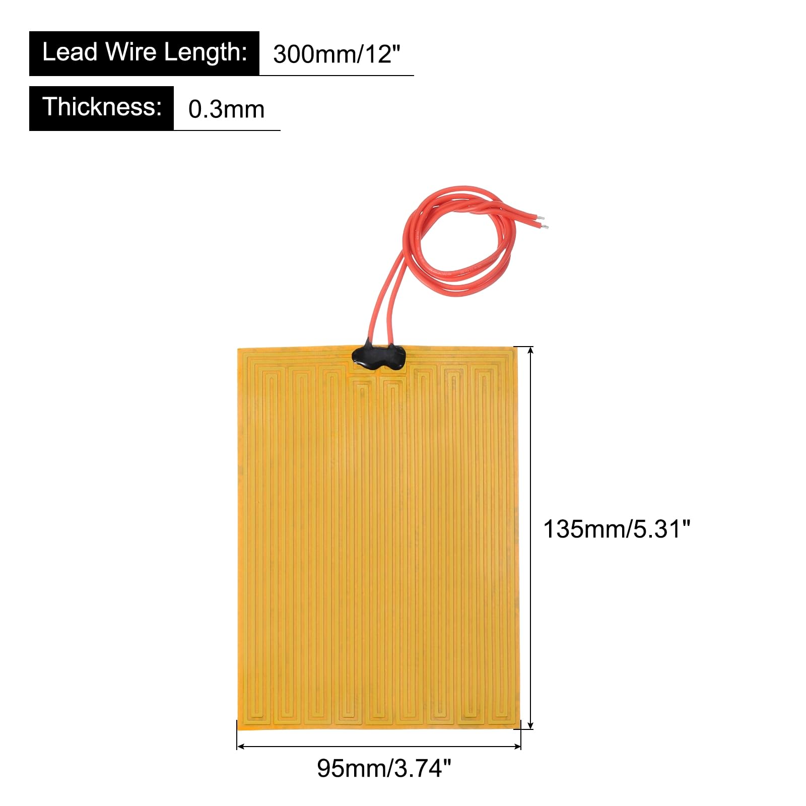 sourcing map Plaque Chauffante en Film Chauffant, 24V 50W Coussin Chauffant en Polyimide, Film Chauffant Adhésif PI 135mmx95mm pour Température Constante, Lot de 6
