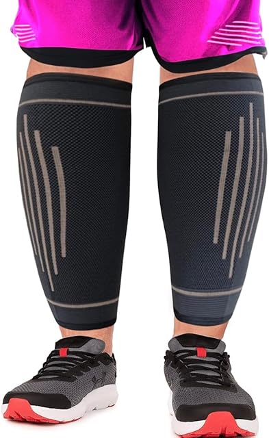 LegEaze Calf Compression Sleeves PLUS SIZE - Shin Splint Support, Reduce swelling, Jogging, weights, Comfort, Pain Relief