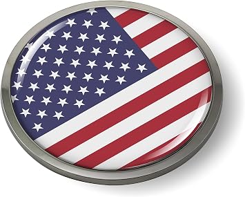 American Flag 3D Domed CAR Emblem Badge Sticker Chrome Plastic Round Bezel