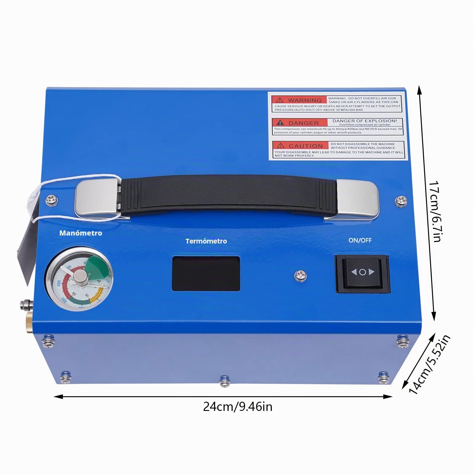 Compresor de aire de alta presión versión con apagado automático, 30 MPa/300 bar, compresor de aire, bomba de 12 V, 250 W, PCP, portátil, 4500 PSI, funciona con tanques de 200-1000 cc capacidades de