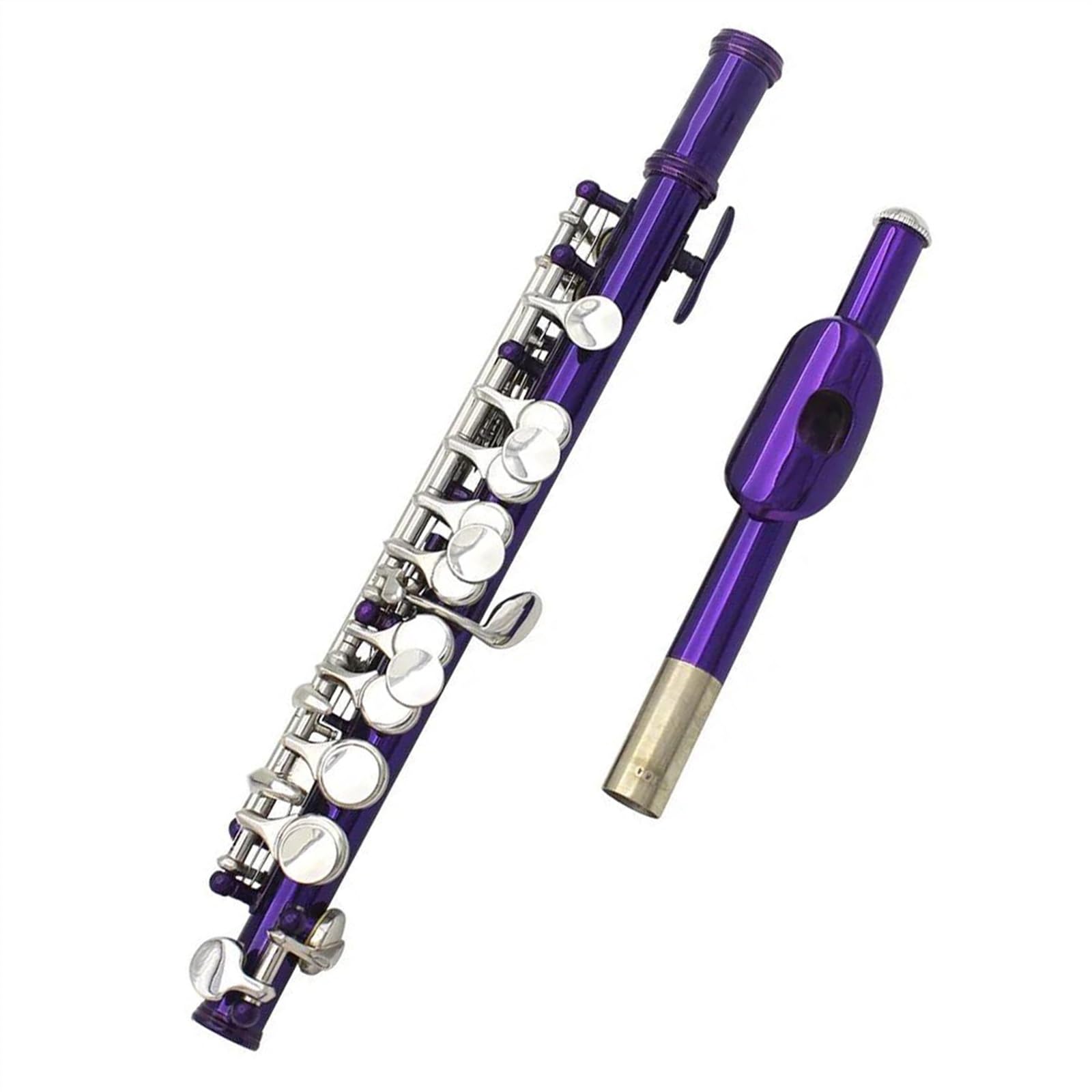 Flauta De Cuproníquel De Tamaño Medio Piccolo Morado Con 16 Agujeros Y Llave E Con Funda De Cuero Flauta Travesera para Principiantes