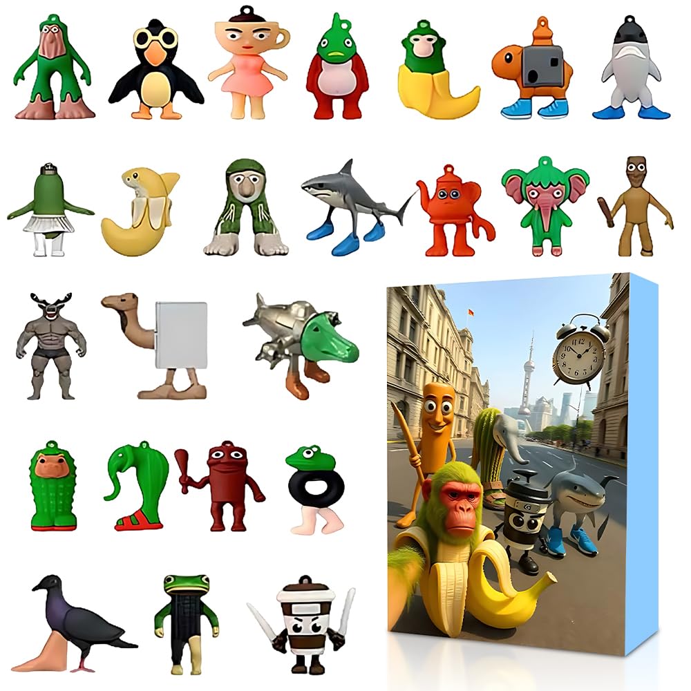 Calendrier De L'Avent Italien Brainrot 2025 - 24 Figurines Tung Tung Sahur & Tralalero | Cadeau Original Pour Fans, Colocs, Amis | Découverte Quotidienne
