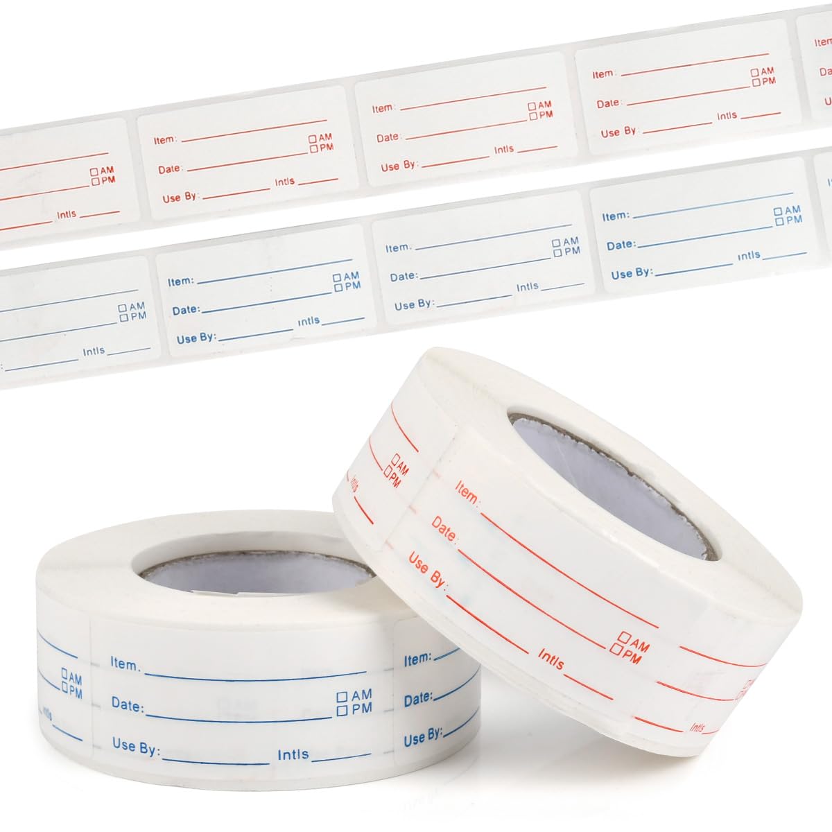 EMNIMQ 2 Rolls 1000 Pieces Prep Canning Labels,1 x 2 Inch Removable Food Stickers,Reminder Food Storage Labels,Freezer Lables for Home or Restaurant Canning Container Rotation(Red,Blue)