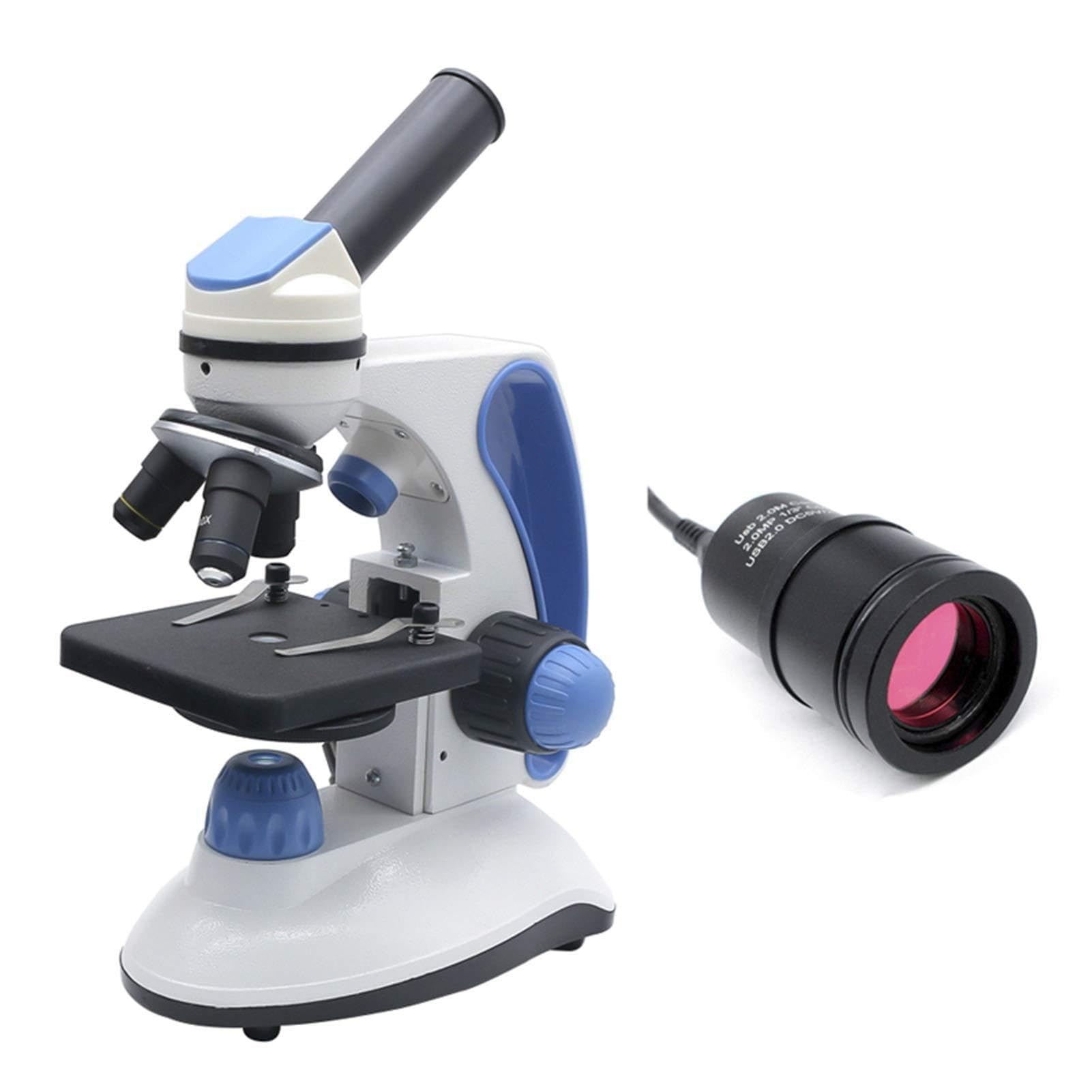 LNHHG Biological Microscope，40X-2000X LED Digital Microscope 2.0MP USB Camera 100 pcs Prepared Slides(Microscope Camera)
