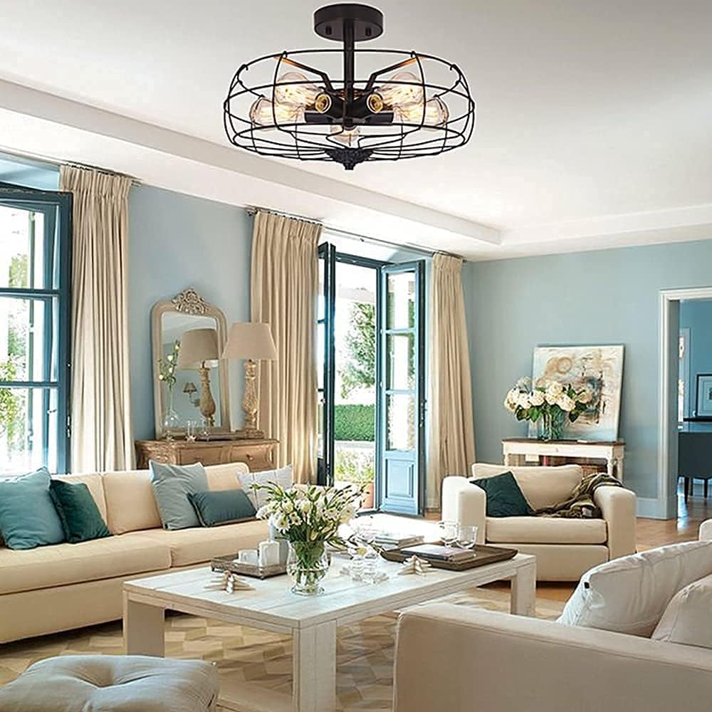 🔥 Crazy Deals Industrial Ceiling Light Flush Mount Ceiling Light Fixture Black Metal Cage 5-Light E26 Farmhouse Lighting UL Listed(Bulbs not Included). Black Friday - 60% OFF Industrial Ceiling Light Flush Mount Ceiling Light Fixture Black Metal Cage 5-Light E26 Farmhouse Lighting UL Listed(Bulbs not Included).