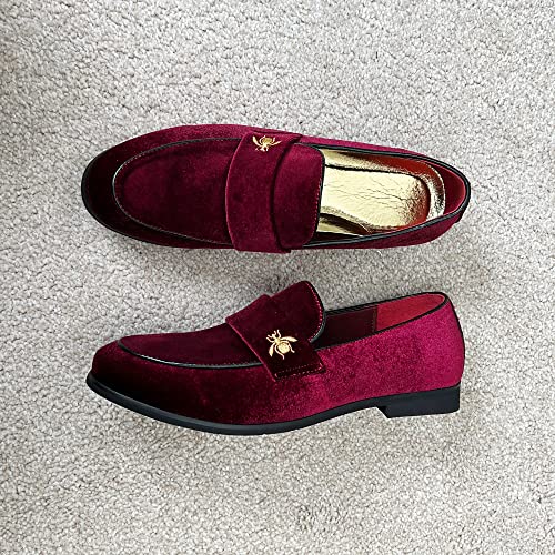 Image of FLQL Men's Luxury Penny Loafer Slip-On Velvet Shoes Party Dancing Shoes Suede Wedding Shoes Plus Size 7-13