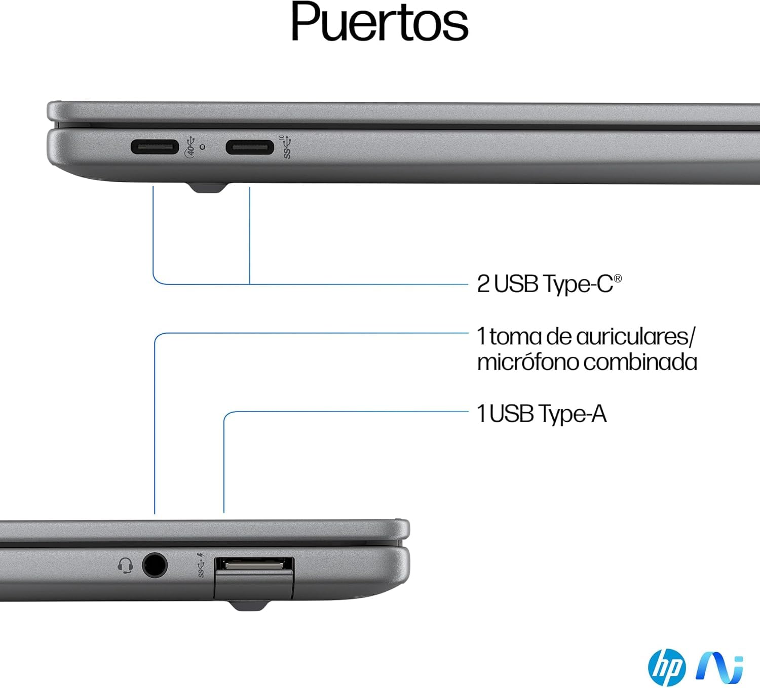 HP OmniBook X AI 14-fe0001ns - laptop IA 14" 2.2k multitouch QC Snapdragon X1E-78-100, 32 GB RAM, 1 TB SSD, Snapdragon X Elite, Windows 11 Szary - klawiatura QWERTY Hiszpański, 1000 GB, 32 GB