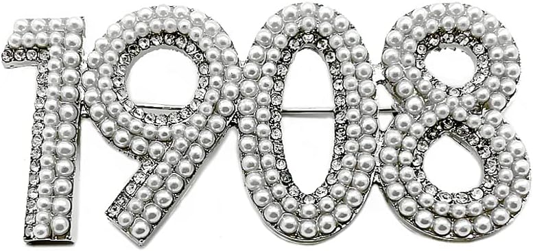 Fine ALPHA sorority society figure Metallic white Pearl brooch (white)