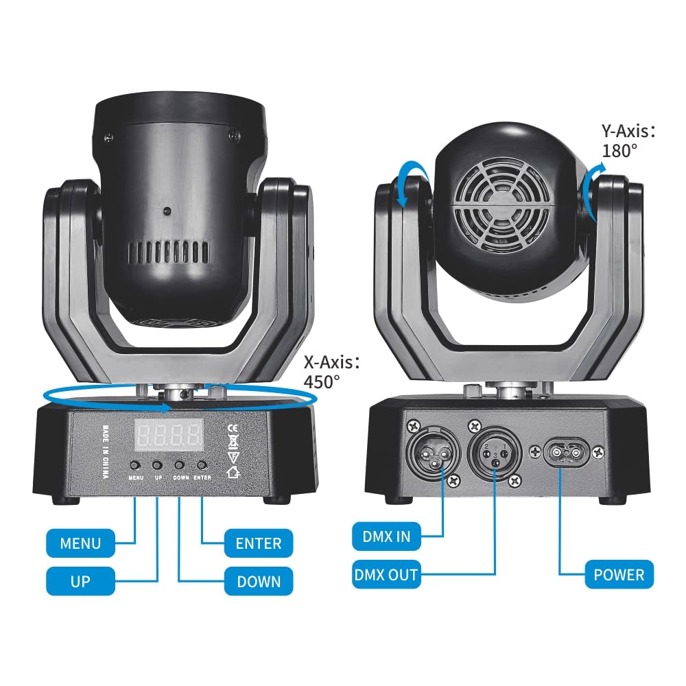 Mini luce a testa mobile, 30 W, luci a LED compatte per palcoscenico DJ, testa mobile occhi d'api con effetti aureola, telecomando/DMX512/controllo del suono per matrimoni, DJ party, discoteca