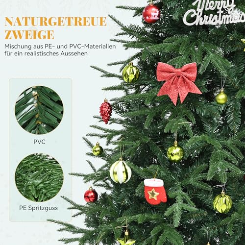 YITAHOME 212cm Premium Künstlicher Weihnachtsbaum, ca. 1100 Spitzen PE Spritzguss & PVC… – Ansicht 3