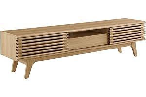 Modway Render Mid-Century Modern Low Profile TV Stand in Oak