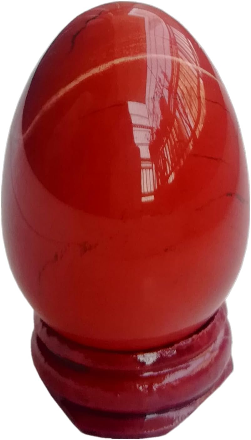 Natural Tiger's Eye Egg Shaped Meditation Chakra and Home Decor Balance Crystals and Healing Stones Statue Set,35 * 50mm Easter and Thanksgiving Gift,with Wooden Bracket