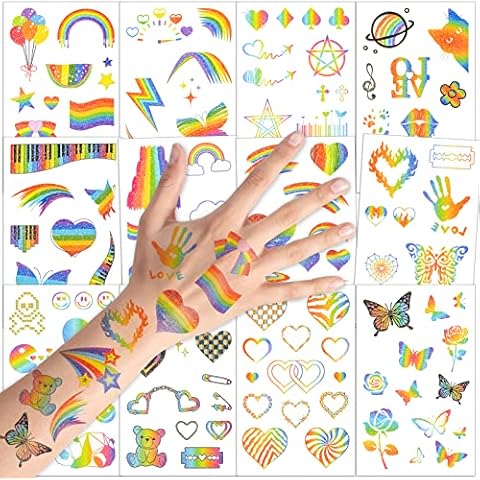 Qpout Tatouages Temporaires Arc-En-Ciel Cover