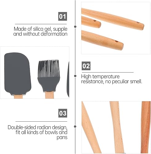 Miniatura 3 de Juego de 3 piezas para hornear, espátulas de silicona, suministros para hornear, espátulas para uso en cocina, espátulas para hornear, espátulas