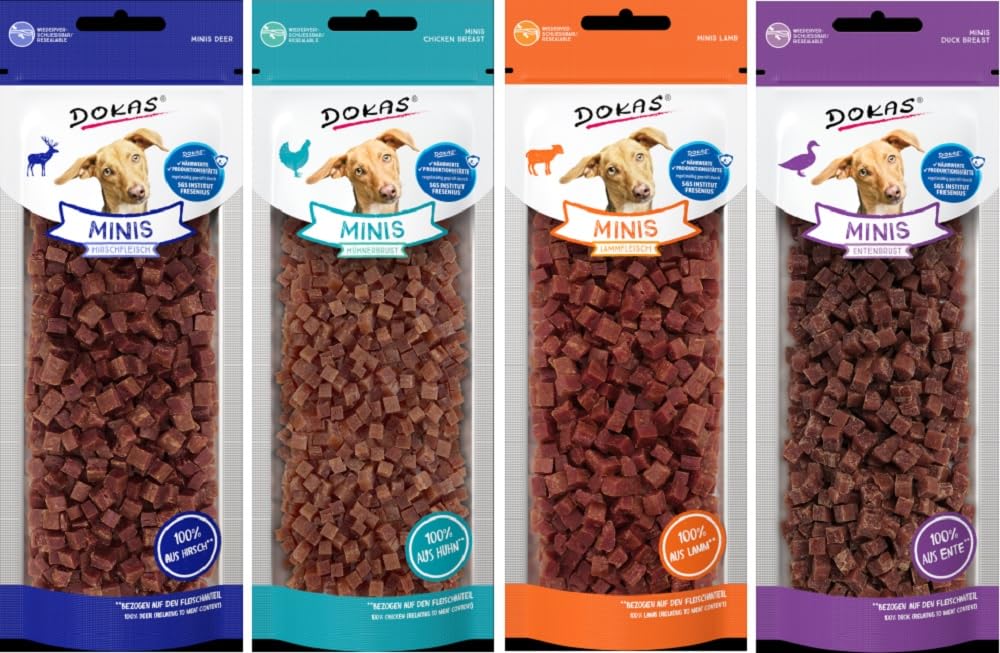 DOKAS - Minis Lammfleisch Hühnerbrust Entenbrust Hirschfleisch (3x70g+1x60g)