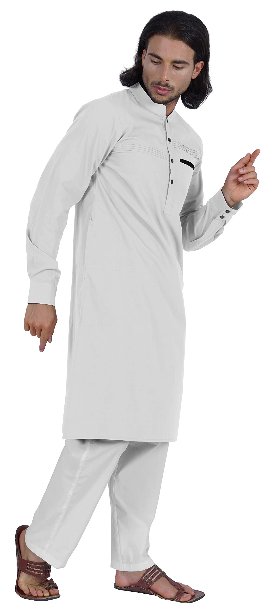 Atasi Herren Henley Welt Tasche Lange Kurta Feste Indische Ethnische Kleidung Für Männer