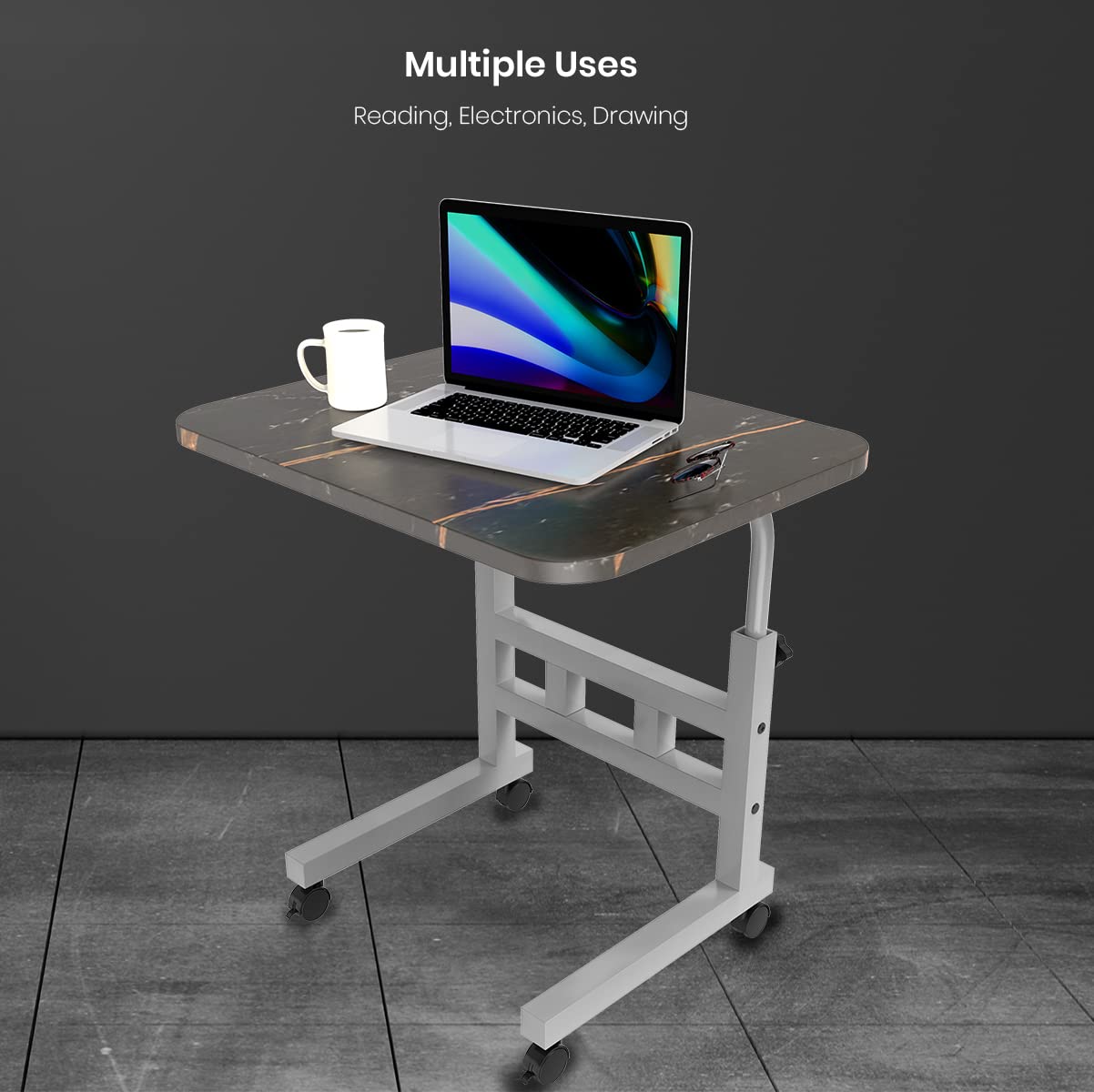 Portronics My Buddy D Wood Multipurpose Movable & Adjustable Table for Computer & Laptop(Black) 40D x 60W x 80H Centimeters 22