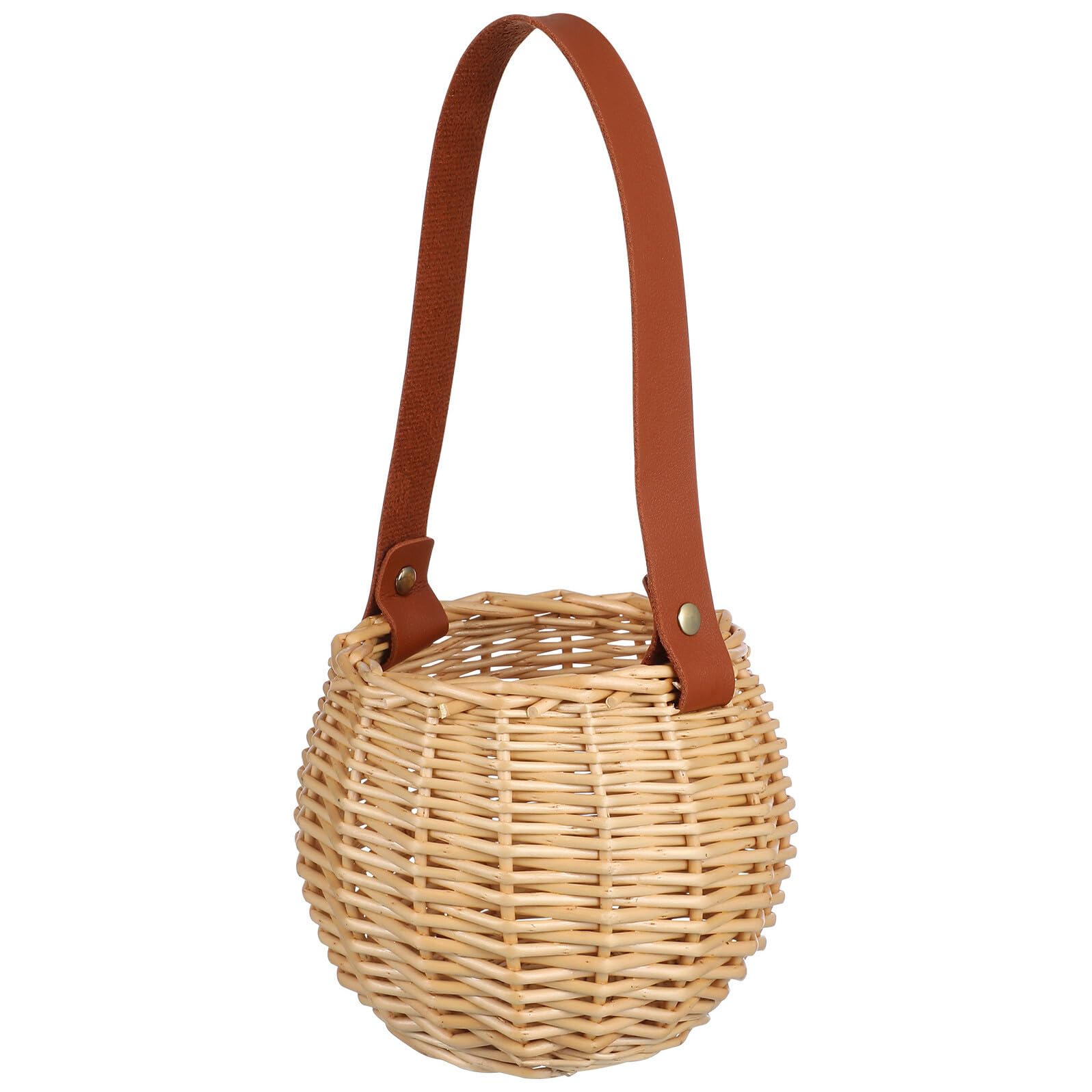 Cesta Tejida de Mimbre con Asa para Niña Flores Cesta Decorativa Multiusos para Bodas y Fiestas Artesanal para Almacenamiento y Decoración