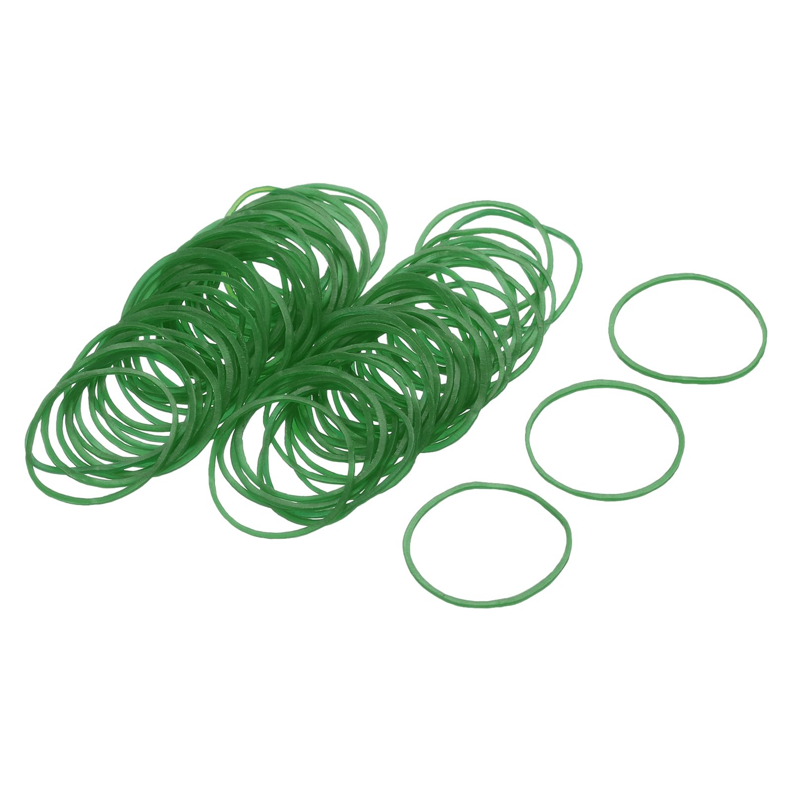 sourcing map 100 Pack Rubber Band Stretchable Rubber Elastic Band Green 25mm x 1mm Hair Rubber Bands for Home Office