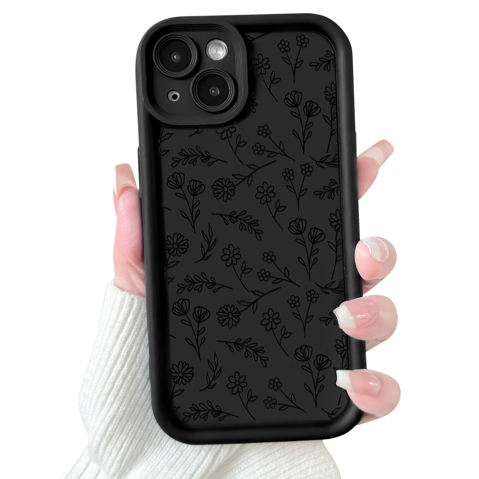 NITITOP Compatible with iPhone 14 Case Cute Flowers Floral Leaves Design for Women Girls Stylish Artistic Soft TPU Shockproof Full Camera Protective
