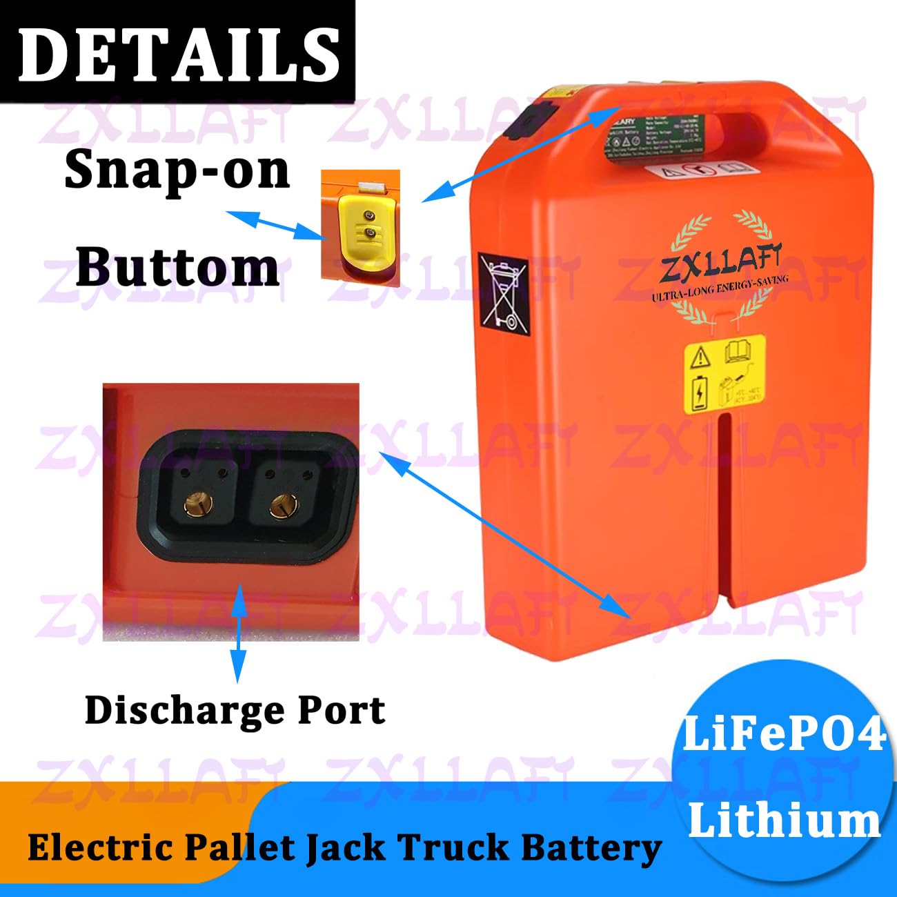 24 V 48 V Batteria transpallet Elettrico per PTE20Q | Batteria carrello elevatore elettrico per PTE15N Batterie al litio 36Ah 20Ah Batterie LiFePO4 con BMS, bottone scatto