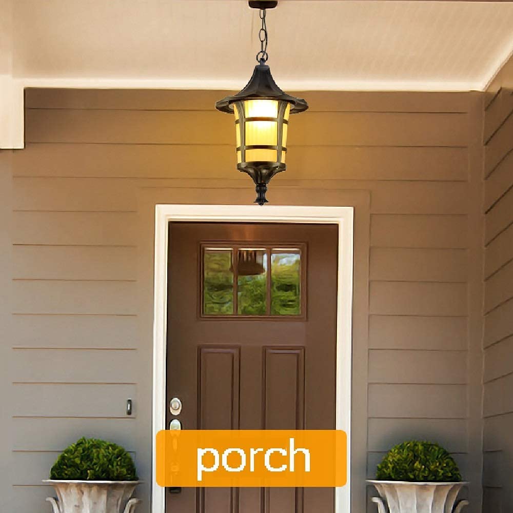 European Contemporary Exterior Balcony Hanging Light Outdoor Frosted Glass Lantern Courtyard Corridor Restaurant E27 Retro Victoria Retro Industry Chandelier Perfec/Bronze/38 * 24.5Cm