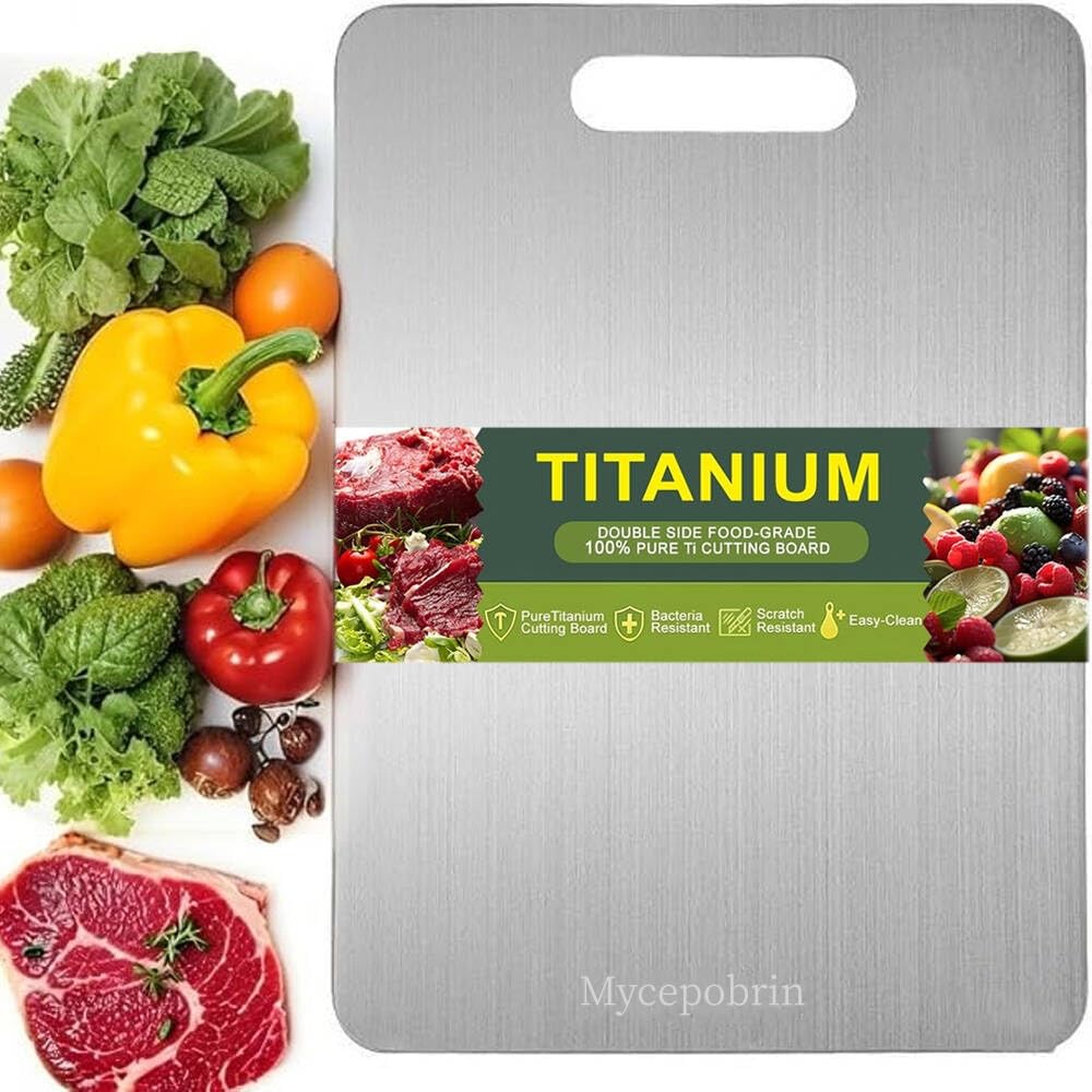 Katuchef Titanium Cutting Board for Kitchen, Pure Katu chef Titanium Cutting Boards, Double Sided Non Toxic Chopping Board for Cutting Meat Vegetable