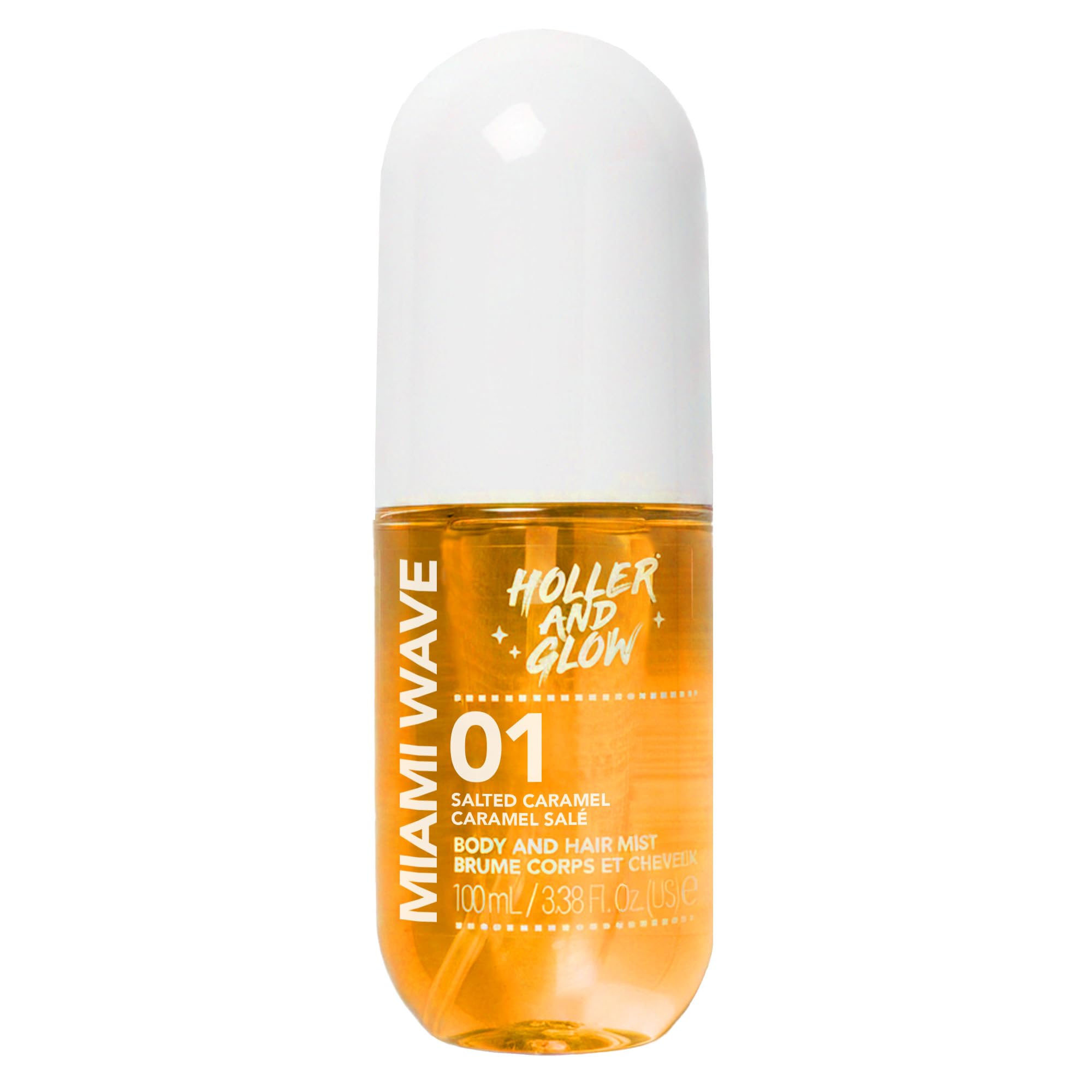 Holler And Glow Miami Wave Salted Caramel Body & Hair Mist, Body Spray For Women, Hair Perfume For Women, Sweet Coconut, Vanilla Scented, Warm & Sweet, Travel Sized, 100 ml