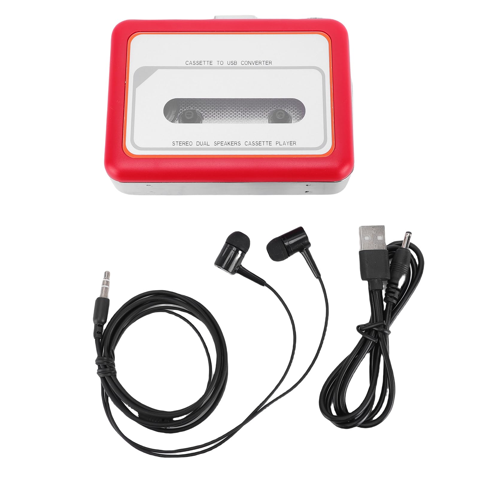 Tosuny Lettore di Cassette, Convertitore Portatile da Cassetta a Digitale, Altoparlante Integrato, Lettore Walk man, Convertitore da Cassetta USB a MP3 con Jack per Cuffie da 3,5 Mm e (rosso)