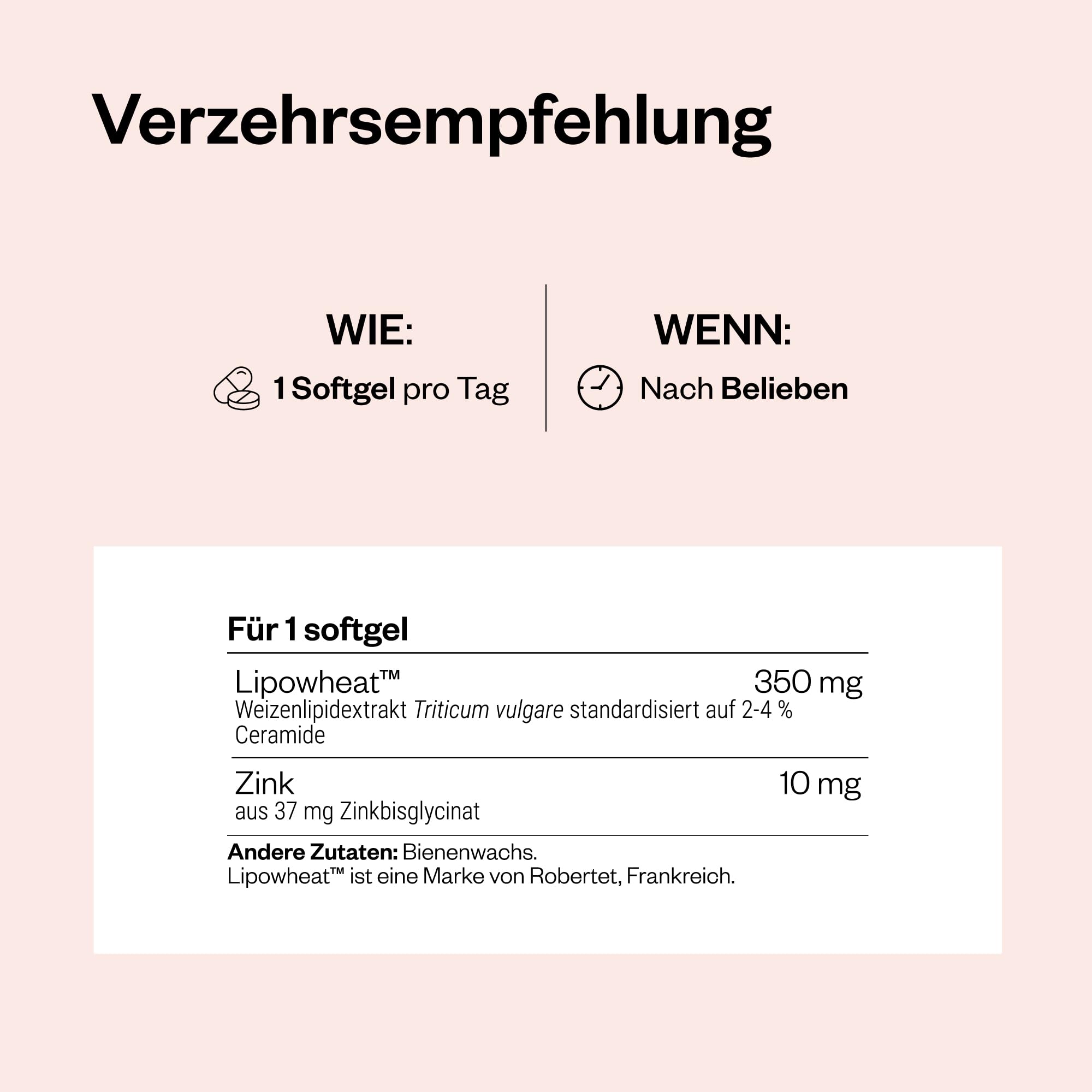 Skin Ceramides - Lipowheat™ - Hilft den allgemeinen Hautzustand zu verbessern (Glanz, Feuchtigkeit, Elastizität, Falten) - Enthält Zink, das die Gesundheit der Haut optimiert - Glutenfrei - Supersmart