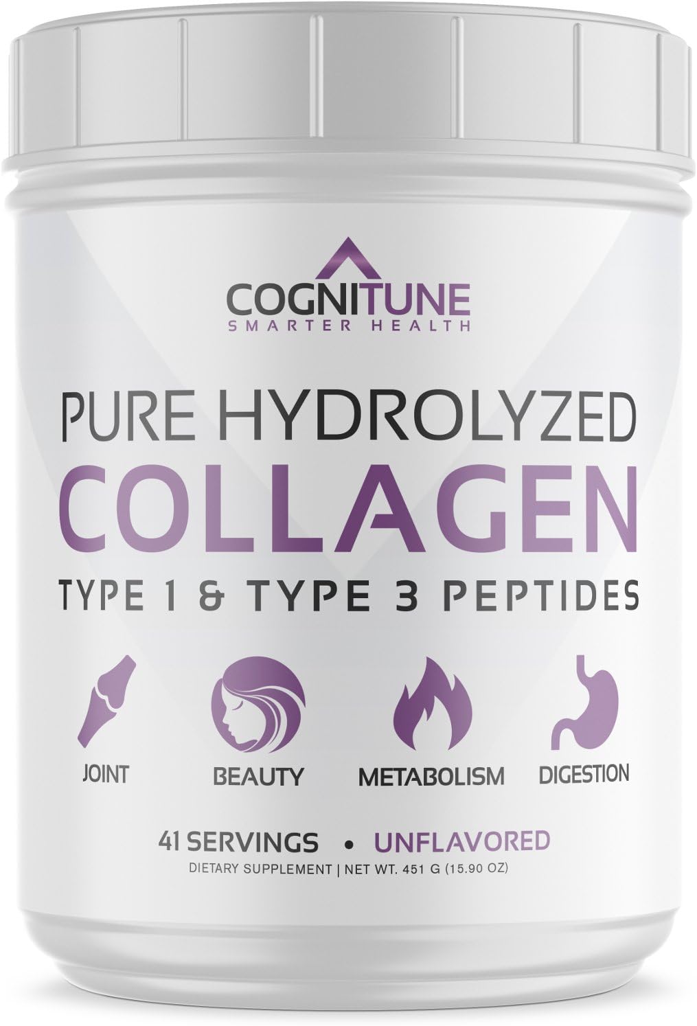 Hydrolyzed Collagen Powder - Pure Unflavored Collagen Protein Powder - Type 1 and 3 Collagen Peptides for Women & Men - Grass Fed, Keto, Gluten Free - Supports Healthy Hair, Skin, Nails - 41 Servings