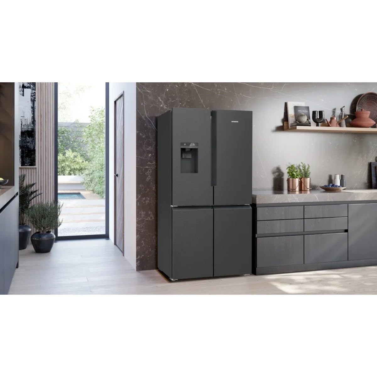 Siemens KF96DAXEA iQ500 - Frigorifero a più porte, 183 x 90,5 cm, raffreddamento da 375 l e congelamento da 199 l, noFrost, hyperFresh 0 gradi, multiAirflow per alimenti e bevande uniformemente