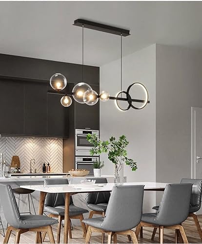 Miniatura 2 de Candelabros, Diningp Led Suspensionp, Bola de Vidrio con G4 Socketp Altura Ajustable Nórdica Industrial Luz Industrial para Sala de Estar Cocina