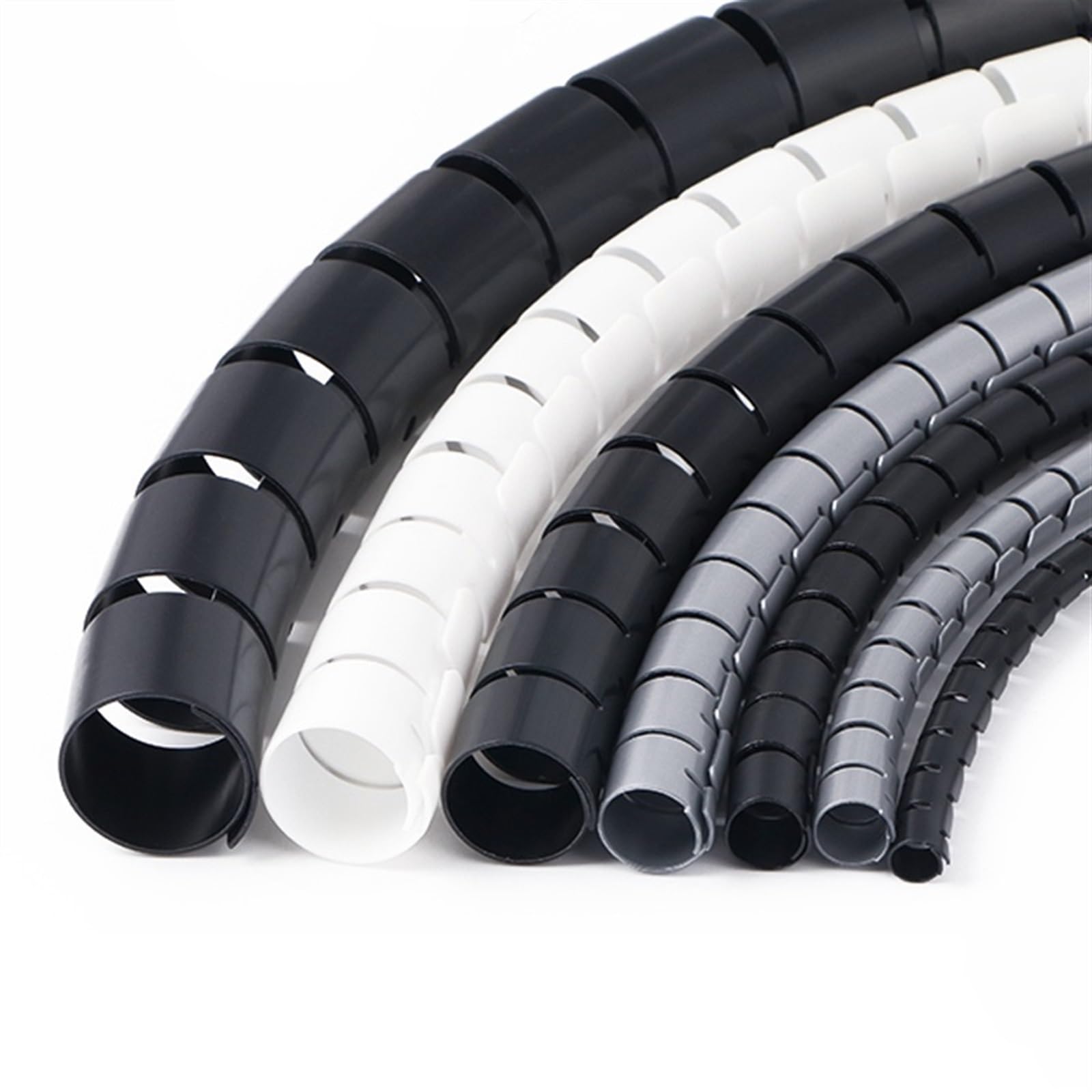 Guaina protettiva per cavi a spirale, 1 metro, 8 mm, 10 mm, 16 mm, 22 mm, 28 mm, 32 mm (clip bianca, 8 mm, 1 metro)