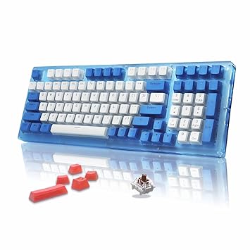 Womier K98 Mechanical Keyboard - 96% Blue Keyboard, Hot Swappable RGB Wired Mechanical Gaming Keyboard, 98 Keys Pudding Acrylic Translucent Keyboard for Mac Windows (98 Keys,Gateron Brown Switch)