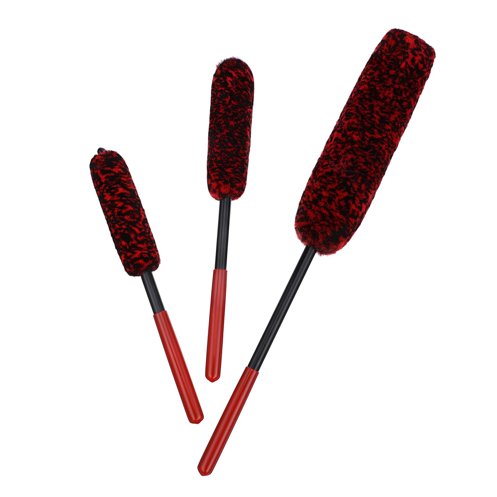 MAGICLULU 3 Series Cepillo De Limpieza De Neumáticos Automóvil Largo Lavar Cepillo para Neumáticos Cepillo De Lavado De Coche Cepillo De Rueda para Detallar Autos Lana Rojo 3 Piezas*3