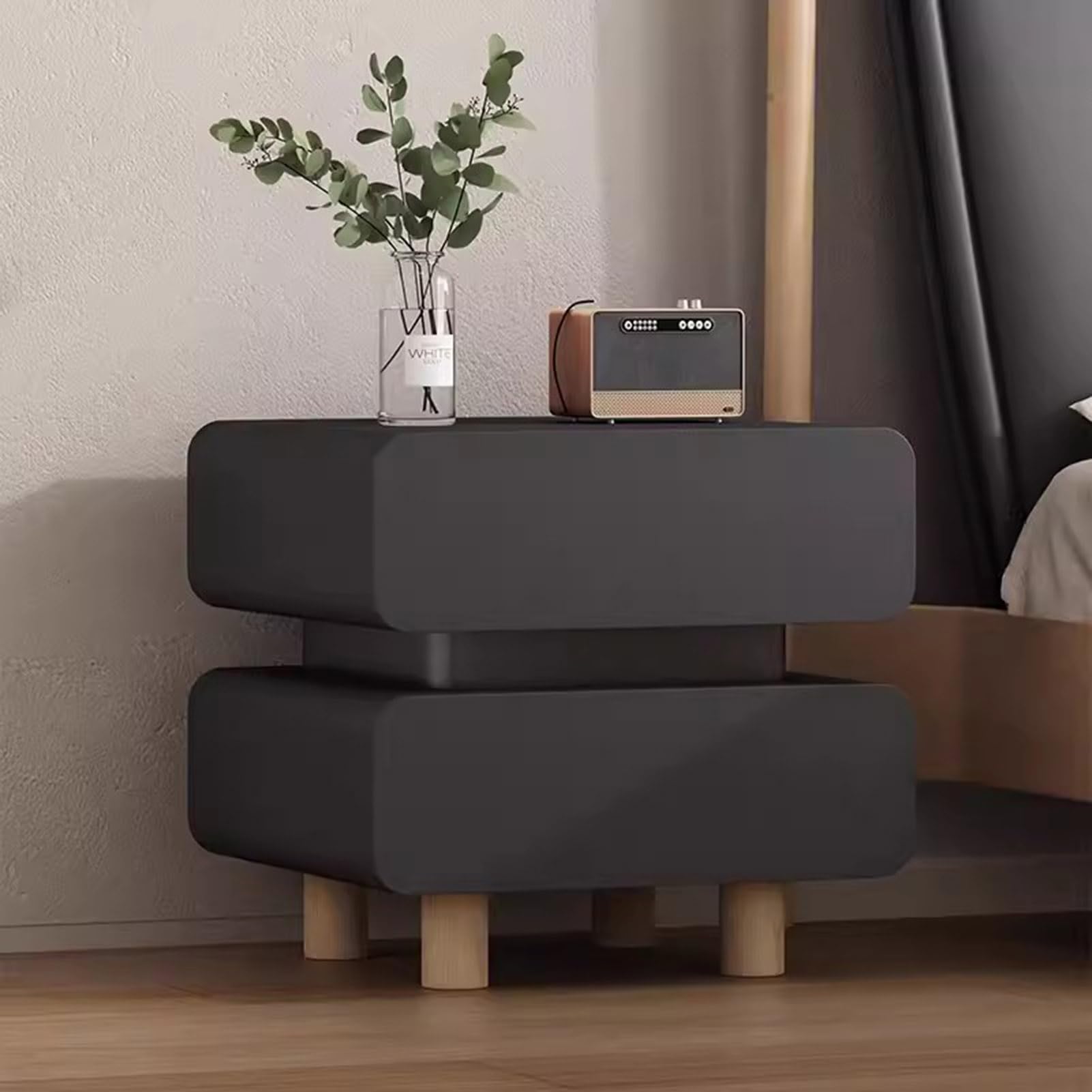 Meuble de Chevet en Bois Massif Premium, Finition Moderne avec 4 Pieds