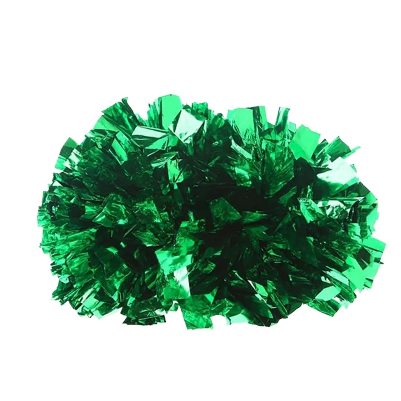 Glitter Metallic Foil Pompoms, Cheerleading Pom Poms Multicolor 6 Pcs(Green)