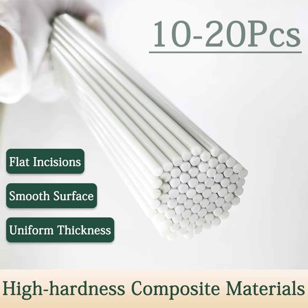 Lot De 10 Ou 20 Tiges En Fibre De Verre Blanches De 0,8 À 5 Mm X 500 Mm For Tentes, Serres, Plantes, Cerfs-volants Et Loisirs Créatifs.(0.8x500mm,20pcs)
