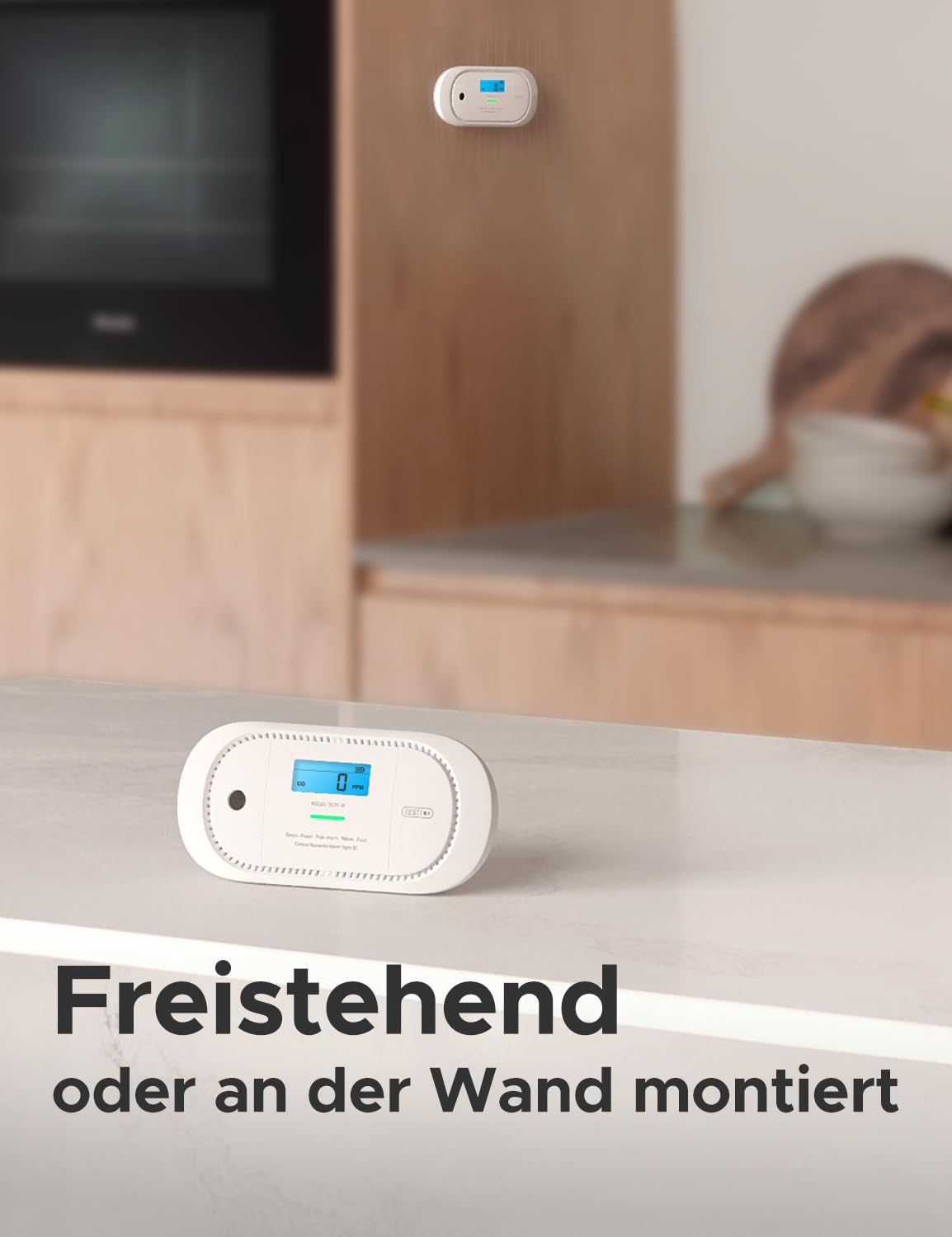 X-Sense XC01-M Kohlenmonoxid-Melder mit LCD-Anzeige, SBS50-Basisstation, austauschbarer Batterie, Spitzenwertspeicher, 1er-Pack