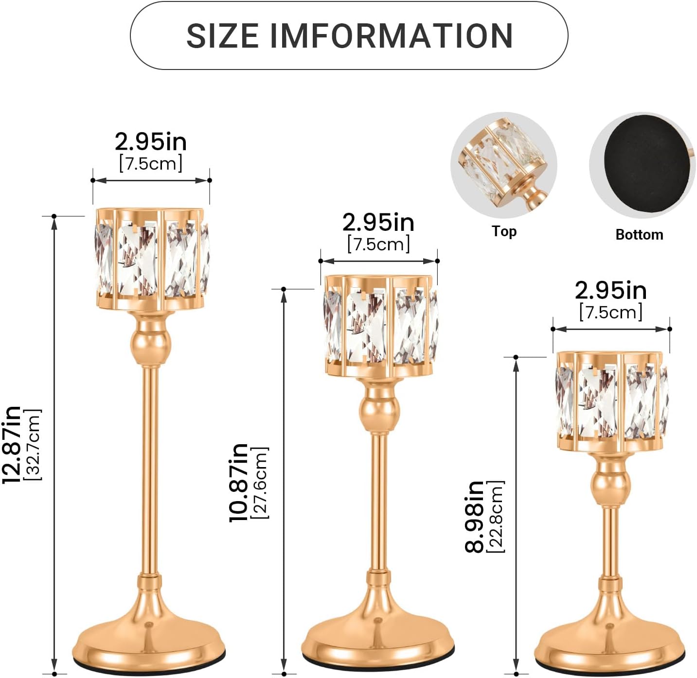 Crystal Tealight Candle Holders,Votive Candle Stands Wedding centerpieces for Tables Crystal Candlestick，Centerpiece Table Decorations (Gold, 3 Sets(9 Pcs))