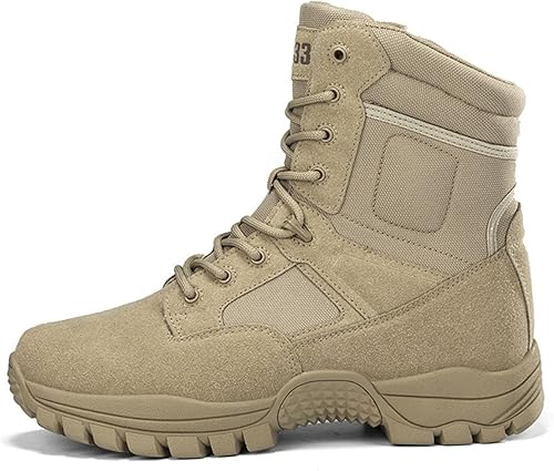 Miniatura 2 de Kervaky Botas tácticas para hombre, cremallera lateral, fáciles de llevar, al aire libre, trabajo, botas militares, botas tácticas para hombres