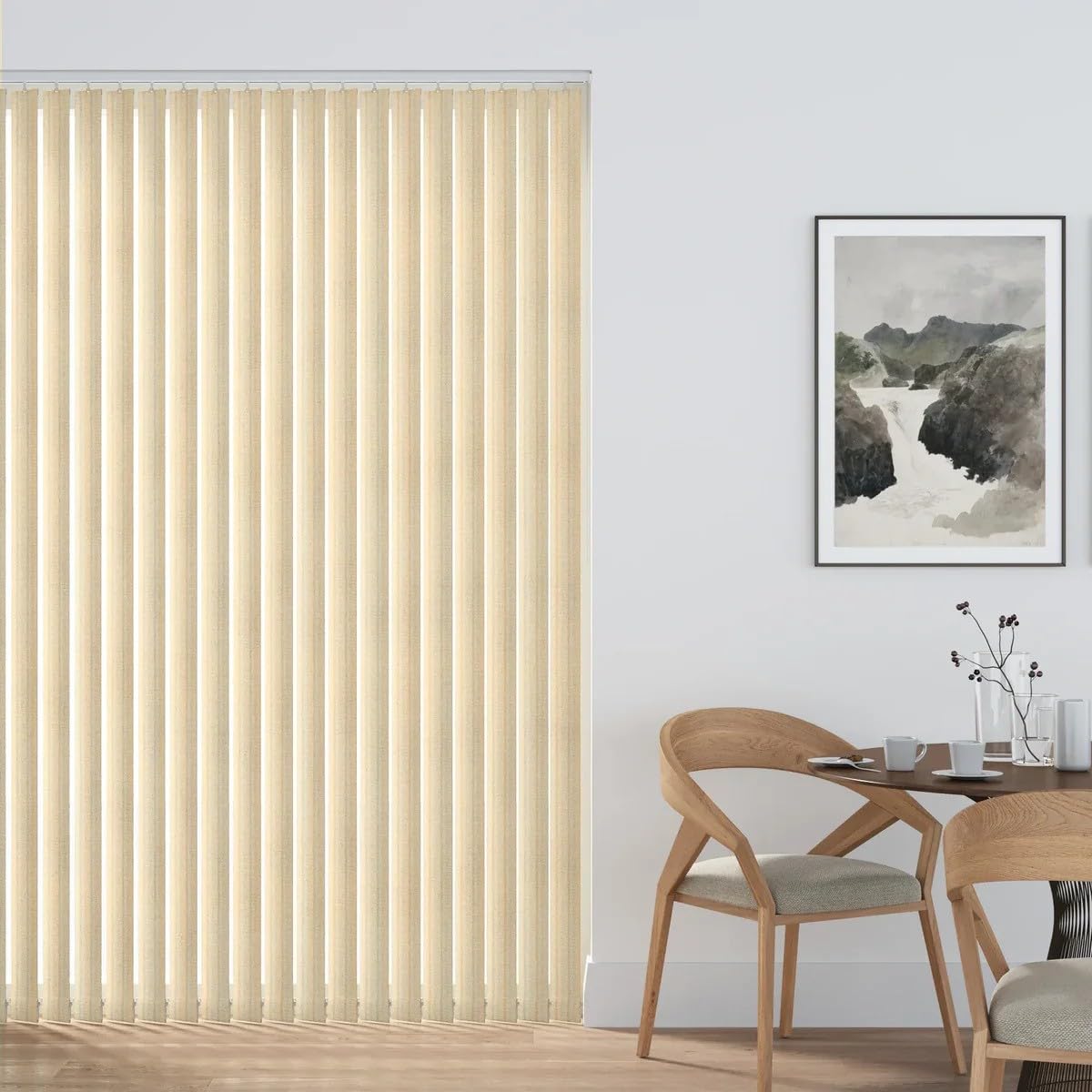 Premium Made to Measure Custom Vertical Blinds - Louisianna Linen - Complete Set with Vertical Blind Slats & Rail (Upto 100cm Wide X Upto 300cm Drop)