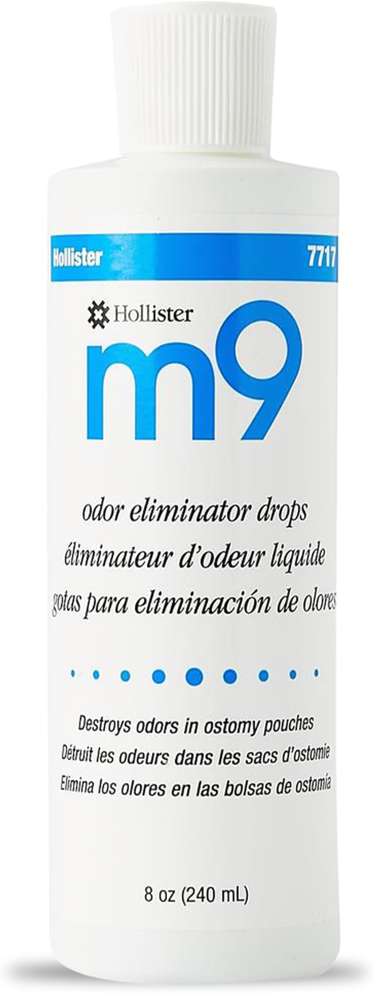 Hollister 7717-EA m9 Odor Eliminator Drops, Unscented, 8 oz Bottle, 1 Pack – Ostomy Drops, Ostomy Supplies, Odor Neutralizer, Odor Drops for Ostomy Pouch