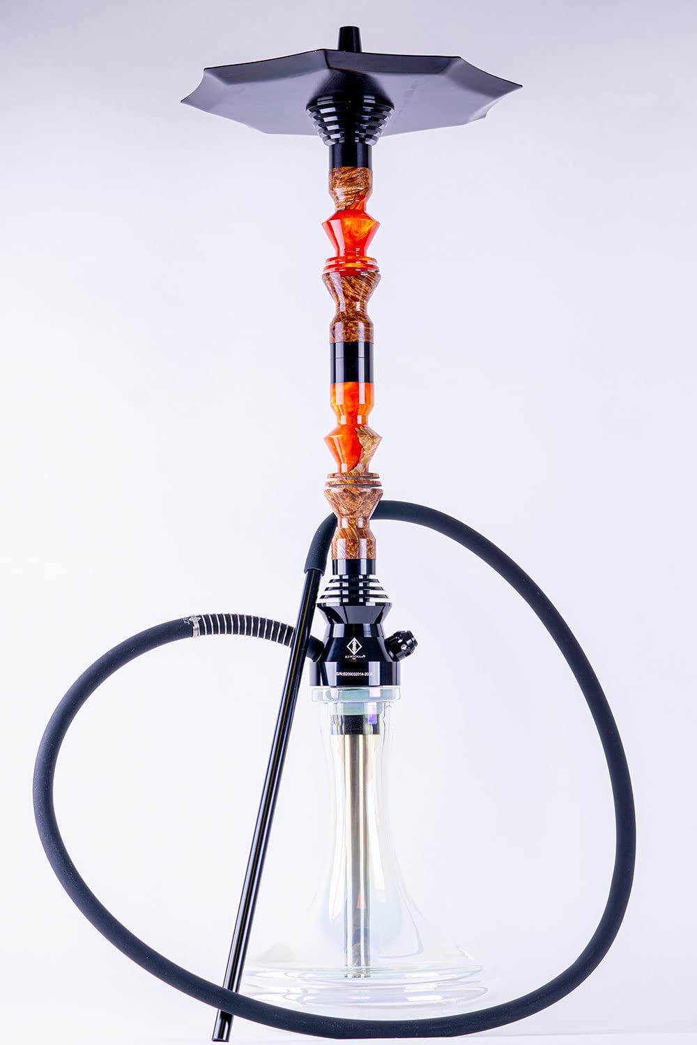 B2 Hookah Precious Cut Collection Double Orange Red Burl Wood INCLUDES MATCHING VASE