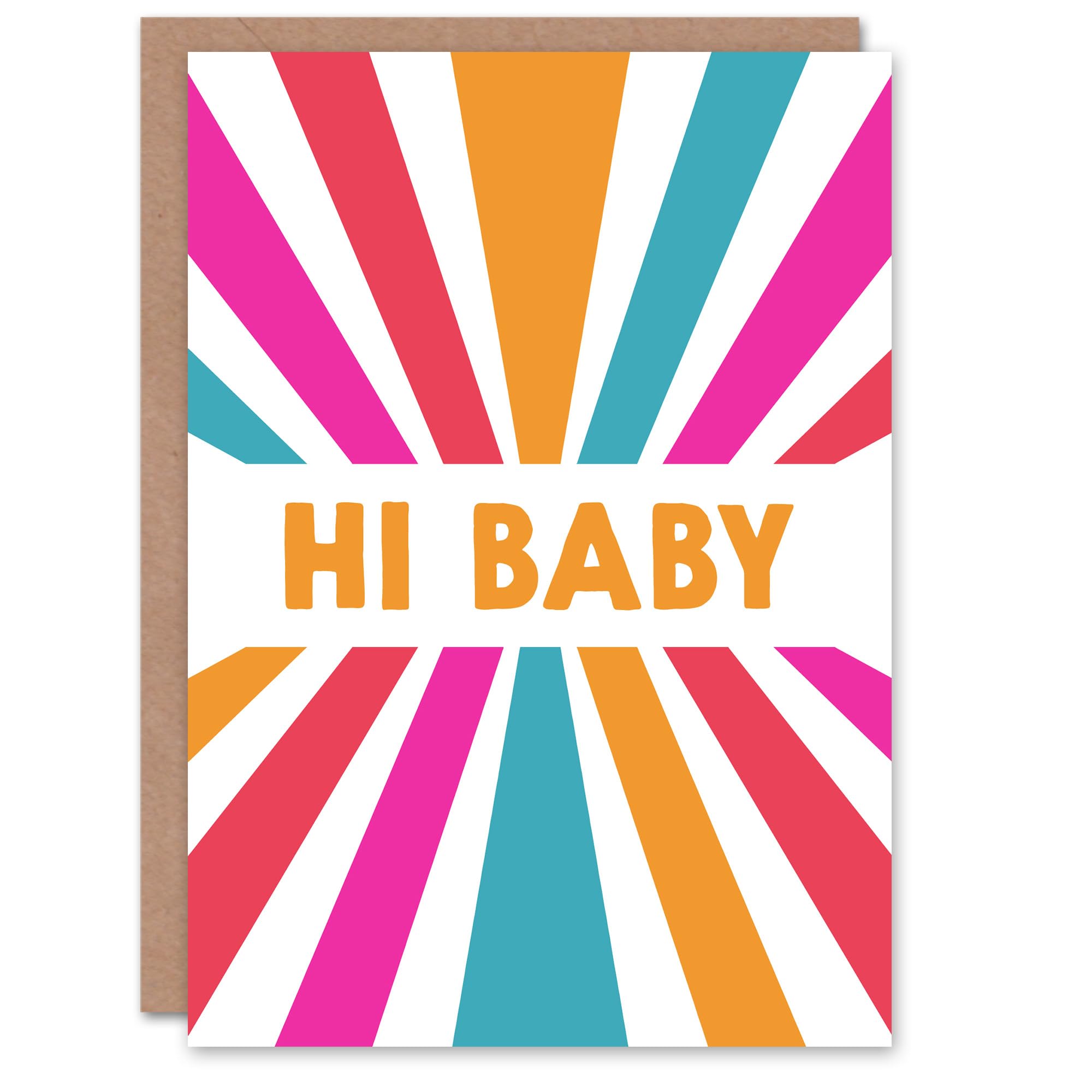 Artery8 Greeting Card - Hi Baby - Retro Stripe Design