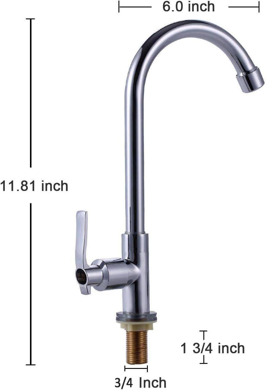 Sink Water Faucet Single Handle One Hole High Arc Chrome Stainless Steel Faucet for Kitchen Garden Boat Camper Water Filter Dispenser Easy Install